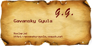 Gavansky Gyula névjegykártya